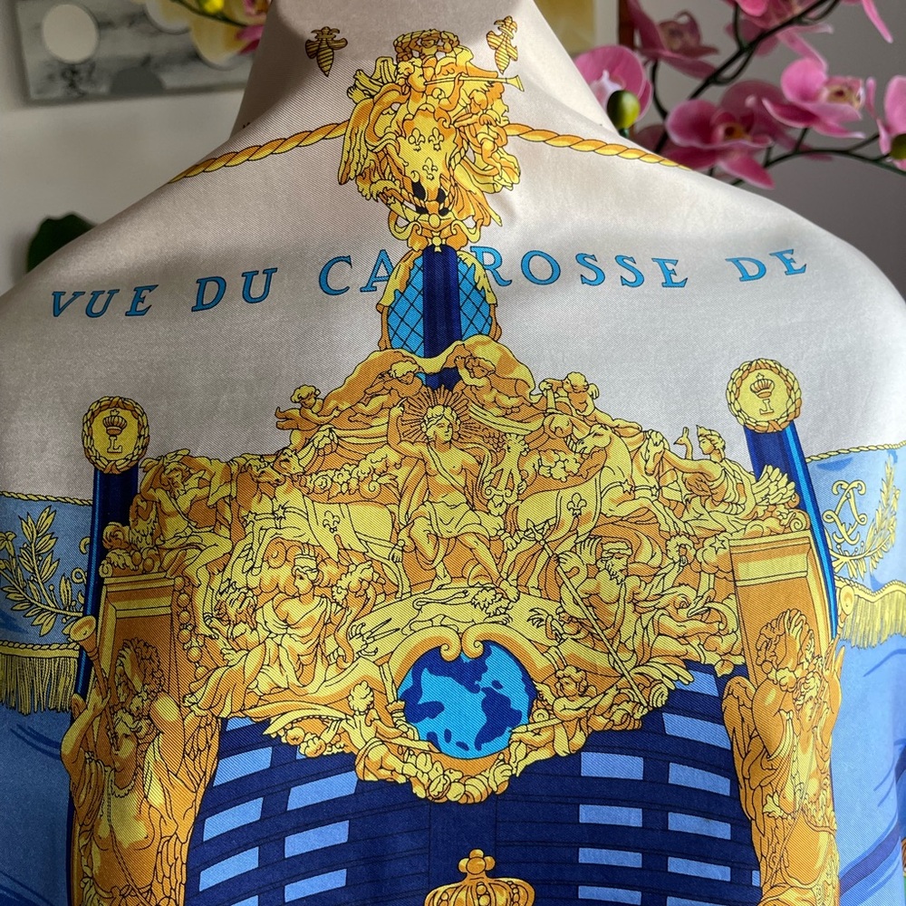 Hermès Vue Du Carrosse La Galere La Reale By H. Grygkar Silk Scarf. - Picture 4 of 16